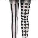 Spooktacular Creations Halloween Clown Tights for Adult Women, Halloween Black and White Harlequin Tights for Halloween Costume Cosplay Parties (Black, M)