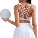 RUNNING GIRL Sports Bras for Women, Medium-High Impact Running Strappy Sports Bra with Removable Pads (Pink, M)