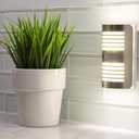 GE Enbrighten LED Motion Sensor Night Light, Plug-in, 40 Lumens, Motion-Select with 25ft Detection, Dusk-to-Dawn, Brushed Nickel Louver 37299 (1 Pack)