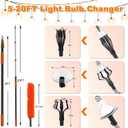 Buyplus 26FT Reach Light Bulb Changer for High Ceilings with 5-20FT Telescopic Extension Pole, Easy Flip-Tab Lock Bulb Changing Pole Extension with Basket and Suction Cup for Recessed Lights