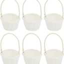 HEMOTON 6 PCS Mini Woven Rattan Flower Baskets with Handles - Mini Easter & Picnic Baskets for Tiny Favors, Arts and Crafts