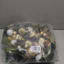 24 Inch Lighted Christmas Wreath with Golden Christmas Balls Ornaments, Pre-lit Xmas Wreath Battery Operated with 20 LEDs Lights, for Front Door Gate Wall Christmas Party Decorations