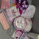 162pcs Unicorn 5th Birthday Decorations for Girl: Unicorn Plates, Napkins, Banner, Hanging Swirls, Tablecloth, Cake Topper - Pink, Purple - Serves 25