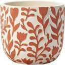 Napco Imports Indoor Outdoor Plant Succulent Herb Flower Pot 6.5 Inch Concrete Floral Design