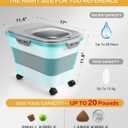 ANVS Airtight Collapsible Pet Food Container With Casters, Scoop and Small Container - Keeps Up To 20lbs Dry Dog Food Fresh (Grey)