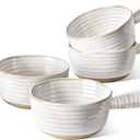 LE TAUCI French Onion Soup Bowls, 18 Ounce Soup Bowls With Handles for Chili, Beef Stew, Onion Soup Crocks Microwave Dishwasher Oven Safe - 5.5 inch, Set of 4, Arctic White