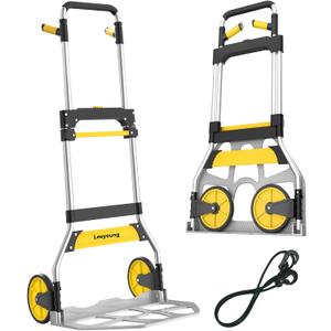 Aluminum Folding Hand Truck 309lb Capacity - Collapsible Dolly Cart with 47.3" Adjustable Handle, TPR Wheels & Portable Hand Truck Design, 11lbs Lightweight Storage Solution (No Assembly)