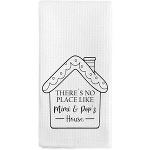 2 x Mimi and Pop Gifts Kitchen Towels, Housewarming Gifts for Mimi Pop from Grandkids, Grandparents Hand Towels for Bathroom Kitchen Decor, Mothers Day Birthday Gift Dish Tea Towel, 16x24 Inch