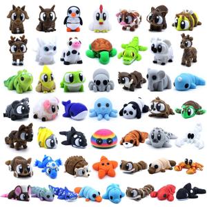 50 Pcs Mini 3D Printed Animals Figurines Set, 3D Printed Toys for Kids, Easter Basket Stuffers for Boys and Girls, School Classroom Prizes, Party Favors, Flexible Articulated Fidget Toys