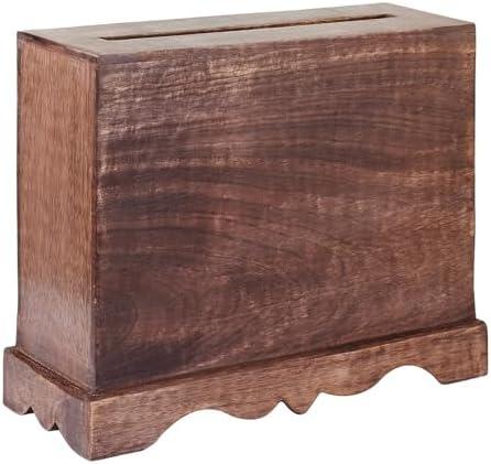 Eximious India Wedding Card Box with Card Slit and Lock 12"X10"X4.5"- Gift Wishing Well Card Box for Weddings, Receptions, Birthdays, Graduations, Baby Showers, Honeymoon Funds KHND (Walnut)