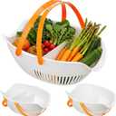 Nuogo 3 Pcs Garden Harvest Basket, Removable Partitions with Tool Caddy for Collecting, Carrying, and Cleaning Harvesting Basket Doubles Colander for Vegetables and Fruits Garden Accessories(White)