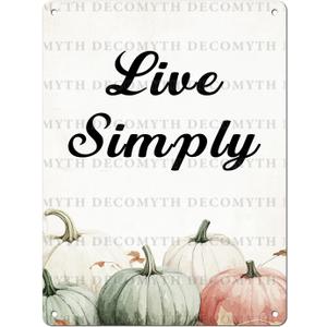 Rustic Fall Metal Tin Sign Vintage Live Simply Pumpkins Autumn Wall Art Thanksgiving Farmhouse Retro Decor 12 * 16inch