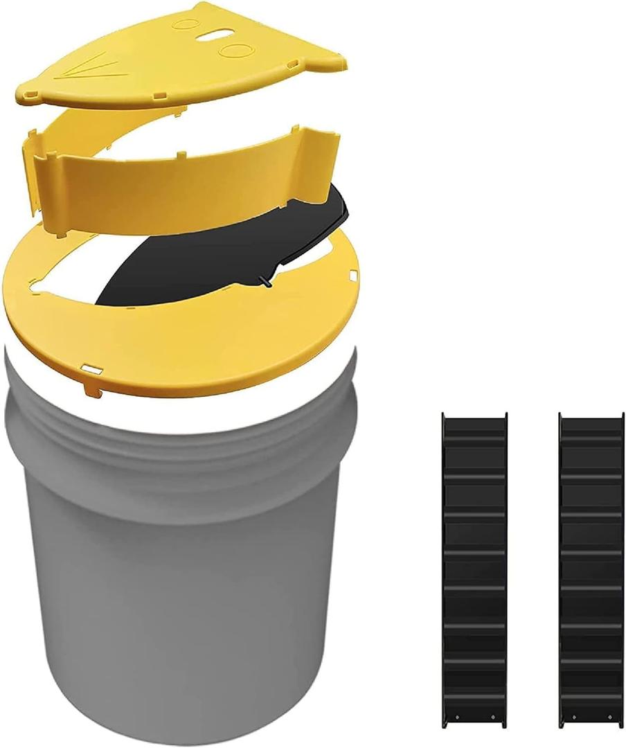 Pack 2 Bucket Lid Mouse Rat Trap, Mouse Catching Tool, Trap Door Style, Multi Catch, Auto Reset, Indoor Outdoor, 5 Gallon Bucket Compatible (Lemon)