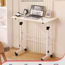KLSMYHOKI Standing Desk Adjustable Height, Mobile Stand Up Desk with Wheels Small Computer Desk Rolling Desk, Portable Laptop Desk White Standing Table Home Office Desks 16"x31.5" Height 27"-43.5"