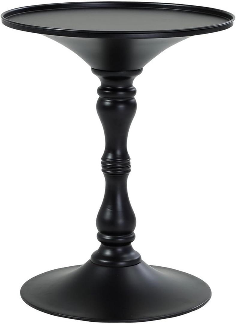 Pangea Bishop Circle Top Modern Steel Metal Side Table in Black