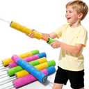 Toddler 6PCS Foam Water Blaster Toy Set, Assorted Colors with Cute Patterns, 3 4 5 6 7 Years Old Boys Toys Outside Water Shooter, Summer Outdoor Water SquirtGun Blaster Toy Set for Kids Boys Girls