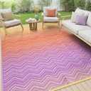 Lahome Waterproof Outdoor Rug 8x10, Reversible Outdoor Plastic Straw Rug for Patios, Outside RV Mat Carpet for Deck Porch Backyard Balcony Picnic Trailer (Orange/Purple, 8' x 10')