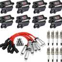 UF271 Square Ignition Coils and Spark Plugs & 748EE Wires Set, D581 Coil Pack Kits Compatible with GMC Sierra/Suburban Escalade Avalanche Chevy Silverado 1500 4.8L 5.3L 6.0L, Part Number 12558693