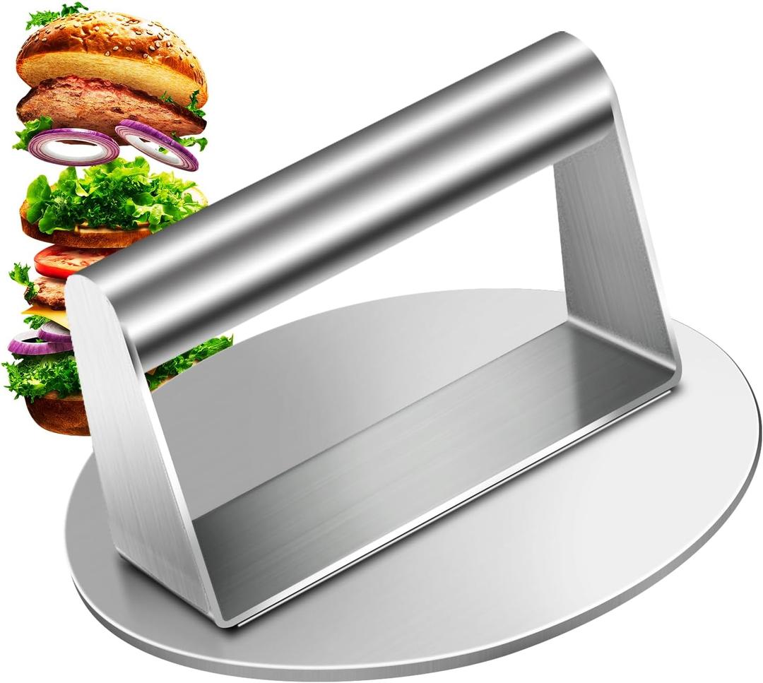 Smash Burger Press, 5.9 inch Round Hamburger Press, Upgrade Burger Press with Premium Stainless Steel Burger Smasher for Griddle Cooking