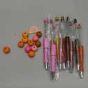 Geyee 12 Set Plastic Beadable Pens Assorted Bead Pens Crystal Wood Round Spacer Set Black Ink DIY Ballpoint for Women Men Gift Office Supplies(Rainbow)