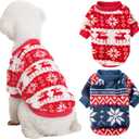 Dog Sweater, 2 Pack Dog Sweaters for Small Dogs, Dog Clothes for Small Dogs Girl Boy, Ultra Soft and Warm Puppy Sweater Dog Coat for Winter Christmas (Xmas Red+Xmas Blue, XX-Large)
