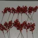 DIYASY Artificial Red Berry Stems,20 Pcs 7.8 Inch Glitter Christmas Tree Picks for Christmas Tree Ornaments,DIY Xmas Wreath, Holiday and Home Decoration