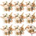 Crowye 8 Pieces Peonies Artificial Flowers Bouquet Fake Hydrangea Flower Bulk Rose Flowers Centerpieces Arrangement Fall Flowers for Wedding Party Home Women Decoration Mother's Gift (Champagne)
