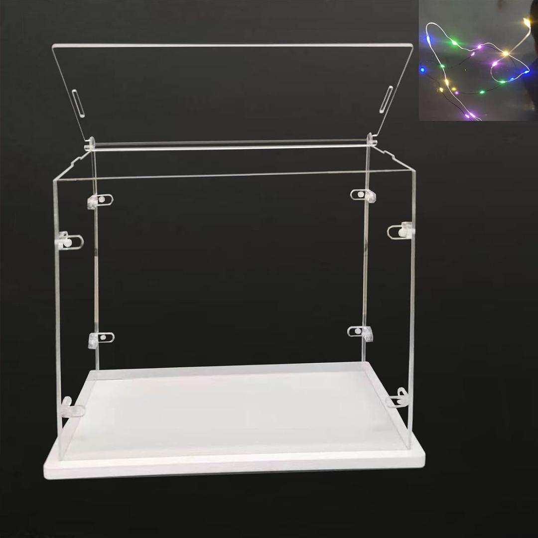 Top Openable,Clear Acrylic Display Box, Thickened Base, Sturdy L-Shaped Buckle, Dust Protection Cabinet for Action Doll Toy Collectibles  (White, 18x12x12in/ 45x30x30cm)