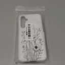 Compatible with Samsung Galaxy S23 FE Case Cute with Card Holder / S23FE Shockproof Slot Wallet Phone Cover for Women/Black Beautiful Plant Flower Floral Line Sketch