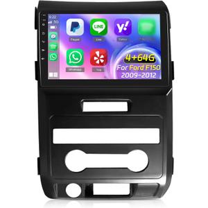 [4+64G] NHOPEEW Car Stereo for Ford F150 F 150 F-150 2009-2012 - Wireless CarPlay & Android Auto - 9 Inch HD Touchscreen Android Car Radio - 32 EQ/WiFi/GPS/SWC/Bluetooth + AHD Backup Camera
