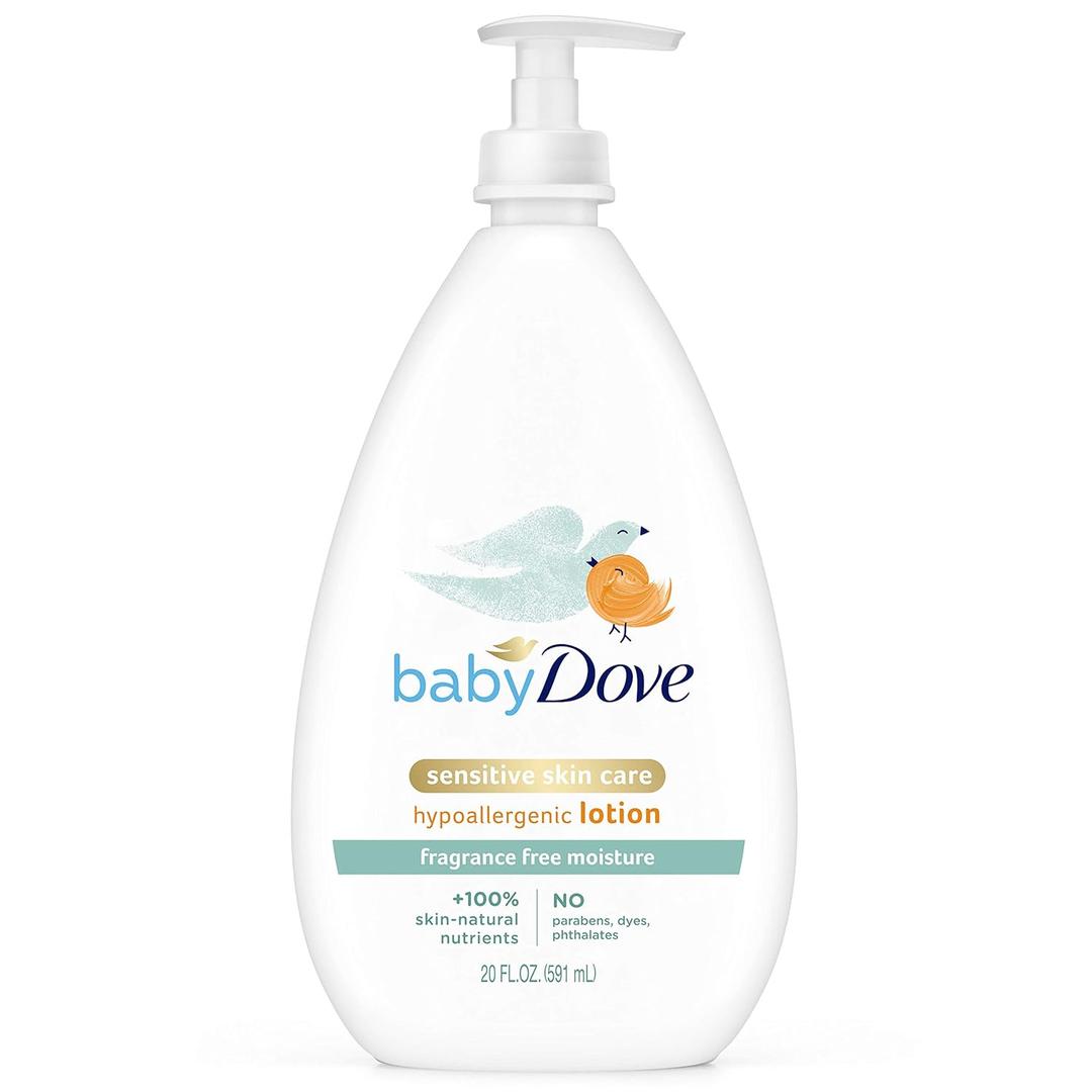 Baby Dove Face and Body Lotion for Sensitive Skin Moisture Fragrance-Free Baby Lotion 20 oz (20 Fl Oz (Pack of 1))