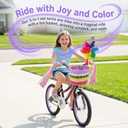Kids Bike Basket, Bike Basket Front Bike Accessories for Girl Boys, Woven Bicycle Basket with Stickers, Bike Bell, Windmill, and 1pairs Colorful Ribbons Tassels
