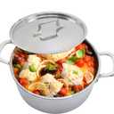 Vivicreate Tri-Ply Stainless Steel Stockpot Deep Cooking Pot with Hammered Exterior, Compatible with All Stovetops, Even Heat Distribution, Durable Cookware for Soups, Stews, and More7QT