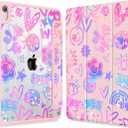 Tuiklol Case for iPad 11 inch (A16 Chip) 2025 Gen 11th / iPad 10.9 inch 2022 10th Gen, Buit in Pencil Holder with Shockproof Cover Clear Transparent Back Shell Auto Wake/Sleep, Fun Emotions Pink