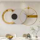 Large Modern Wall Clock Gold Art Decor, Silent Non-Ticking Decorative Clock Wall Sculpture for Living Room, Bedroom, Office, Entryway, Home Decor, 47"X25" (Black)