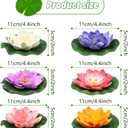 12pcs Floating Foam Lotus Flowers with Lily Pads, Artificial Pond Plants Ornaments for Pool Aquarium Water Decoration, Colorful
