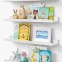 24 Inch Floating Nursery Book Shelves, White Picture Ledge Shelf 4-Pack | 2 ft Long Solid Wood Wall Shelf with Lip Edge, Hanging Bookshelf for Kids Room Toddler Bedroom Photo Frames, 24 x 4.5 Inch