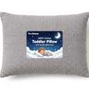 Pro Goleem Toddler Pillow with 100% Muslin Cotton Pillowcase  13x18 Ultra Soft, Breathable & Machine Washable Kids Pillow for Sleeping, Travel, Daycare & Preschool Nap(Grey, Ages 2+)