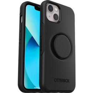 OtterBox iPhone 13 Otter + Pop Symmetry Series Case - Black, Integrated PopSockets PopGrip, Slim, Pocket-Friendly, Raised Edges Protect Camera & Screen (Black)