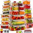 62PCS Thicker Food Storage Containers with Lids Airtight Leakproof, BPA Free Plastic Kitchen Food Storage Containers, Stackable Reusable Meal Prep Food Containers with Lids, Freezer Microwave Safe