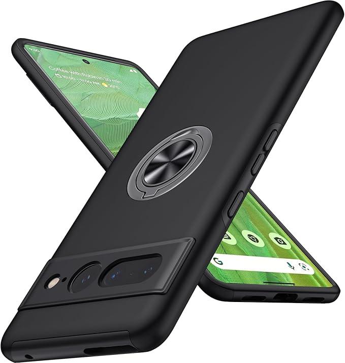 JAME for Google Pixel 7 Pro Case, Slim Fit Case with Invisible Ring Kickstand, Military Grade Drop Tested, Dual Layer Shockproof Protective Phone Case for Pixel 7 Pro 6.7", Black