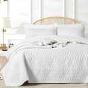 akkialla Twin Size Quilt Bedding Set,Beige Lightweight Microfiber Soft Bedspreads,Modern Style Geoetric Pattern Coverlet Set for All Seasons,2 Piece(1 Quilt,1Pillow Sham)