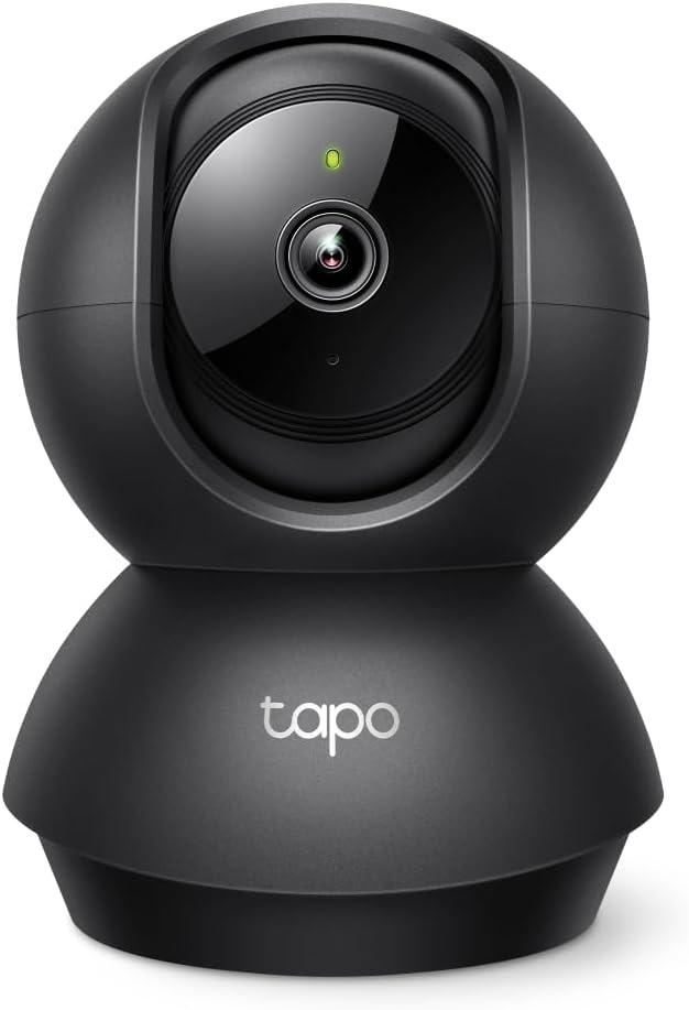 Tapo 2K Indoor Pan/Tilt Wired Security Camera - Works as a Baby Monitor & Pet Camera, Motion Detection, 2-Way Audio, Siren, Night Vision, Subscription-Free Local Storage or Optional Cloud, Black, C211