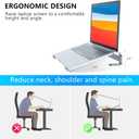 Ventilated Laptop Stand for Desk, Ergonomic Aluminum Laptop Riser, Computer Stand for Laptop, Compatible with MacBook Air Pro, Dell, HP, More 11-17.3 Inches Notebook, Work from Home (Silver)
