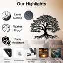 VTHTA Large Tree of Life Metal Wall Art,Tree Wall Sign for Living Room Bedroom Indoor Outdoor Garden Home Decoration (Black, 28" Wx24 H/70x61cm, Metal Wall Art)