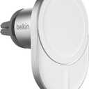 Belkin MagSafe-Compatible Wireless Car Charger with 15W Fast Charging, Powerful Magnetic Vent Holder for iPhone 16, 15, 14, 13, and 12 Series, Secure Car Phone Mount - White