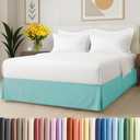 Pleated Bed Skirt King Size - 3 Sided Pleated Bed Skirt King - Ultra-Soft, Easy Fit with 15 Inch Tailored Drop - Hotel Quality, Wrinkle Free & Fade Resistant - for Women, Men, Kids & Teens - Spa Blue