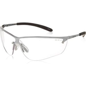 Boll Safety 40073 Silium Safety Eyewear with Silver Metal + TPE Semi-Rimless Frame and Clear Lens