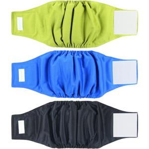 Wegreeco Washable Male Dog Belly Wrap - Pack of 3 - (Black,Blue,Olive,Small) (Small (11" to 14"))