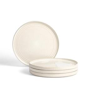 Stone Lain Claire 4-Piece Dinner Plate Set Stoneware, Plates, Dishwasher and Microwave Safe, Dish Set for 4, White